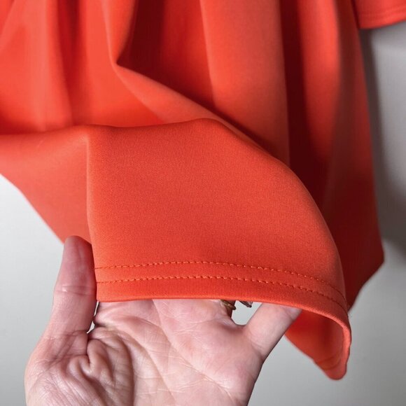 Asos Women's Mini Dress 0 Red Orange Off the Shoulder Ruffle Fit & Flare Stretch - Picture 4 of 8